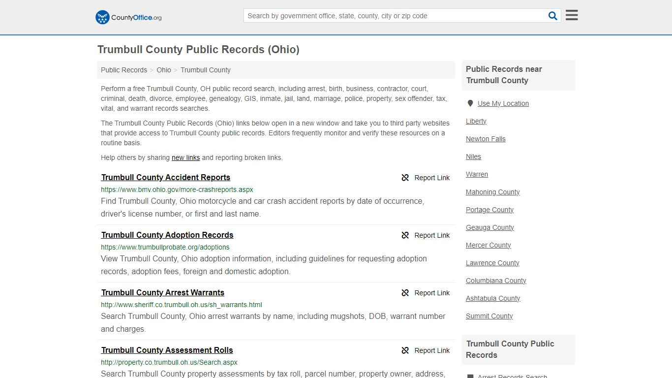 Trumbull County Public Records (Ohio) - County Office