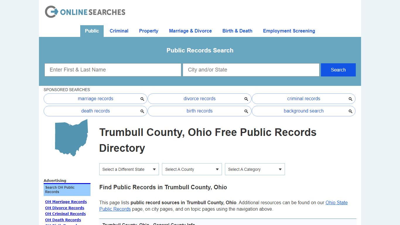 Trumbull County, Ohio Public Records Directory - OnlineSearches.com