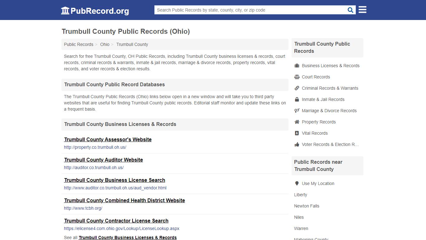 Free Trumbull County Public Records (Ohio Public Records) - PubRecord.org